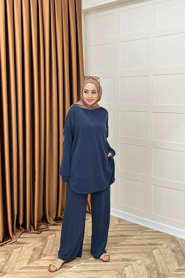 طقم نسائي كاجوال محتشم بقماش راقي ومريح – Ensemble Oversize Chic ✨🕊️