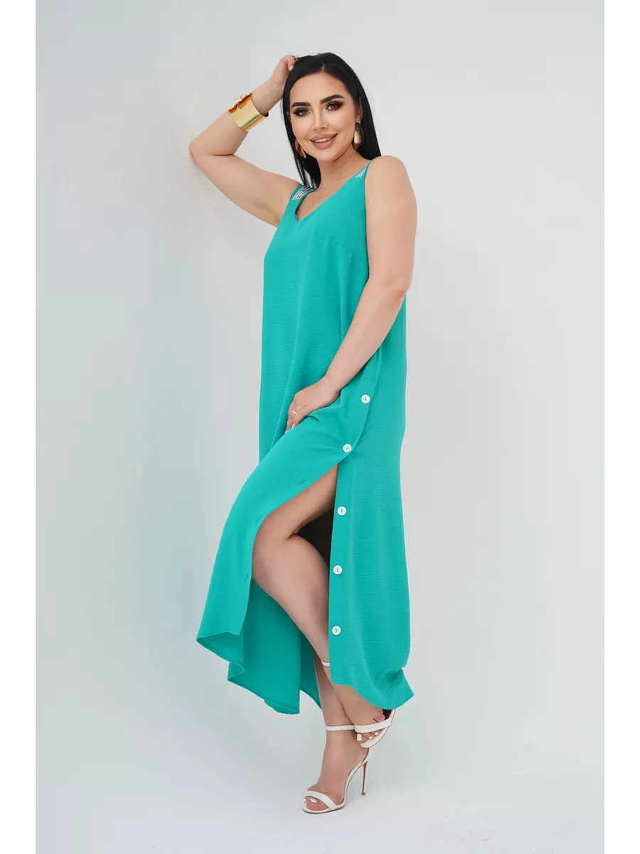 فستان "نسيم الصيف" المنسدل بالأزرار الجانبية والظهر الماسي البراق ✨👗