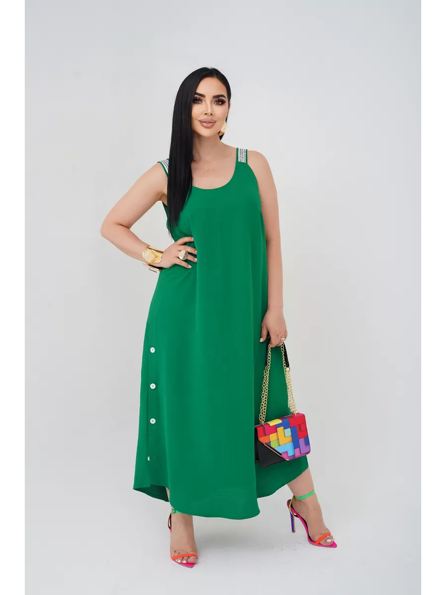فستان "نسيم الصيف" المنسدل بالأزرار الجانبية والظهر الماسي البراق ✨👗