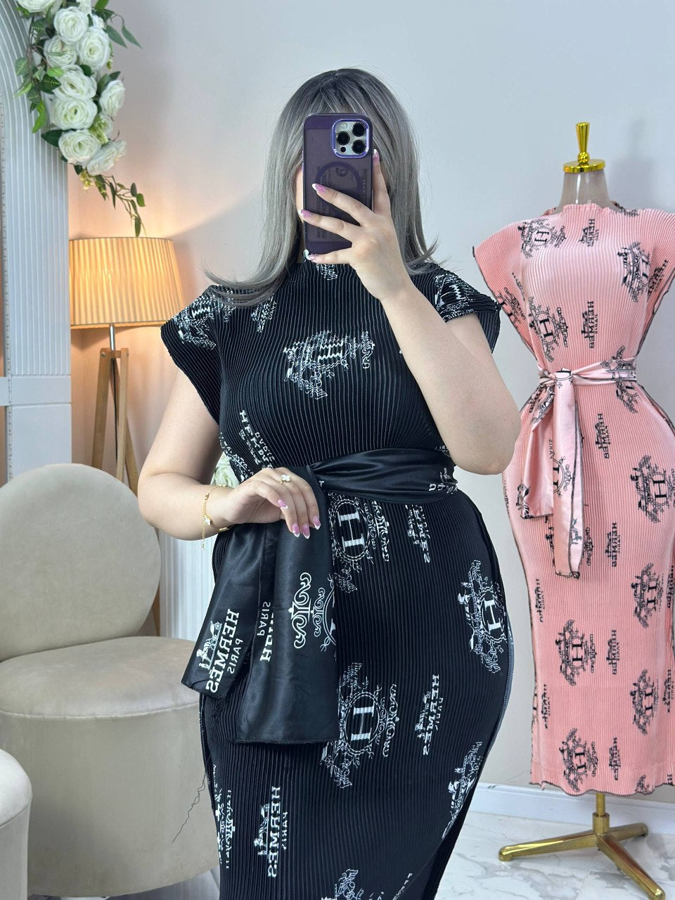 فستان الأناقة الملكية – ساتان أرماني 👗✨
